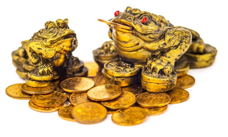 Chinese,Money,Frogs,Isolated,On,White