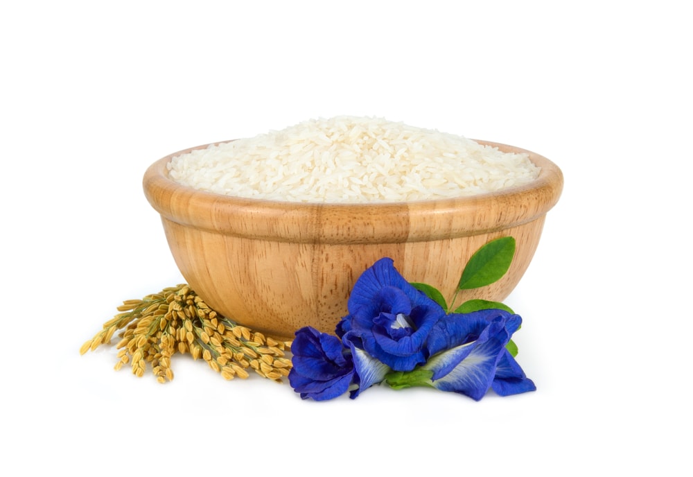 White,Rice,(thai,Jasmine,Rice),In,The,Wooden,Bowl,With